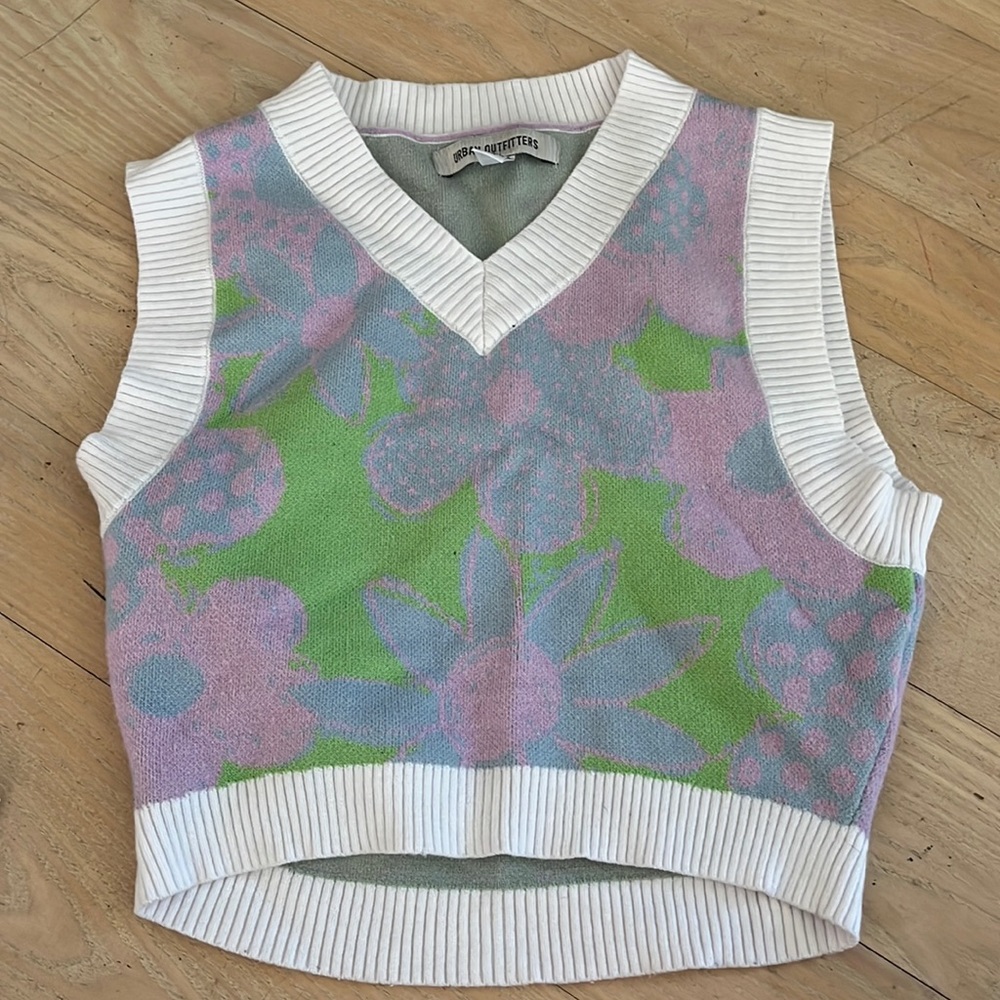 blue and green sweater vest